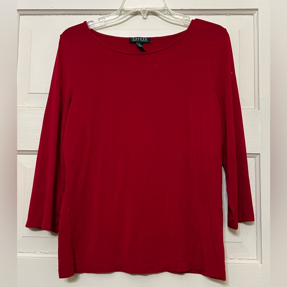 Lauren by Ralph Lauren red round neck shirt. Size XL